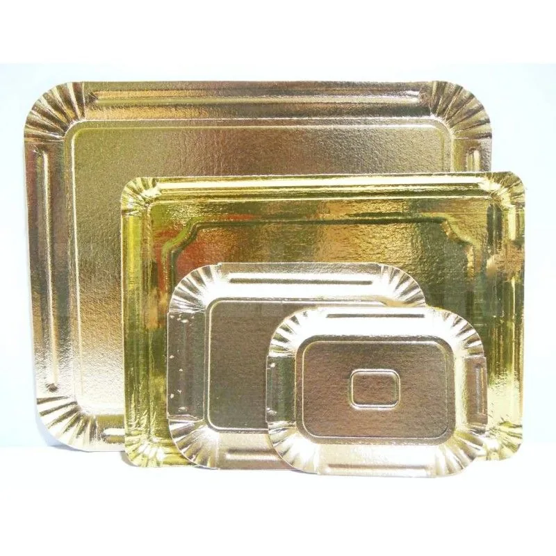 Bandeja Cartón Oro nº4 · 14×21 cm · Paquete 100 UD