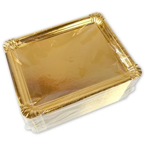 Bandeja Cartón Oro nº6 · 18×25 cm · Paquete 100 UD