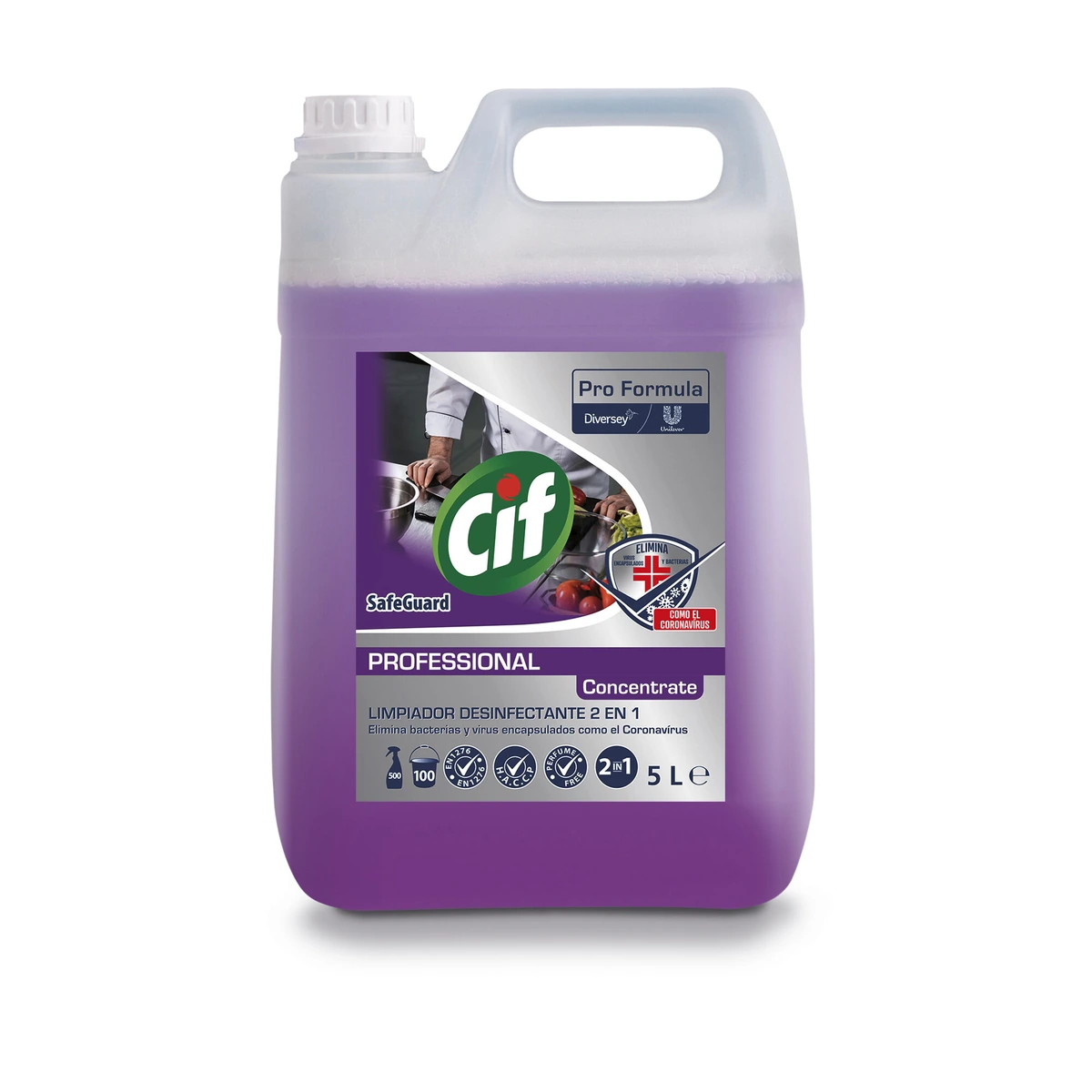 Cif Safeguar Desinfectante Bactericida Multiusos 2en1 · Garrafa 5 L