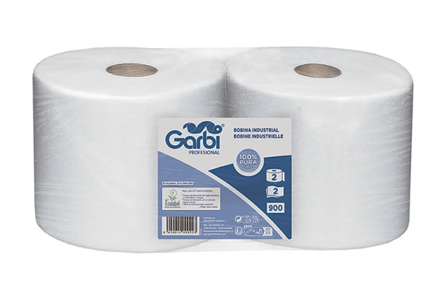 Bobina Industrial Garbi Pasta Laminada Blanca 900 Servicios (300 m) · Pack 2 UD