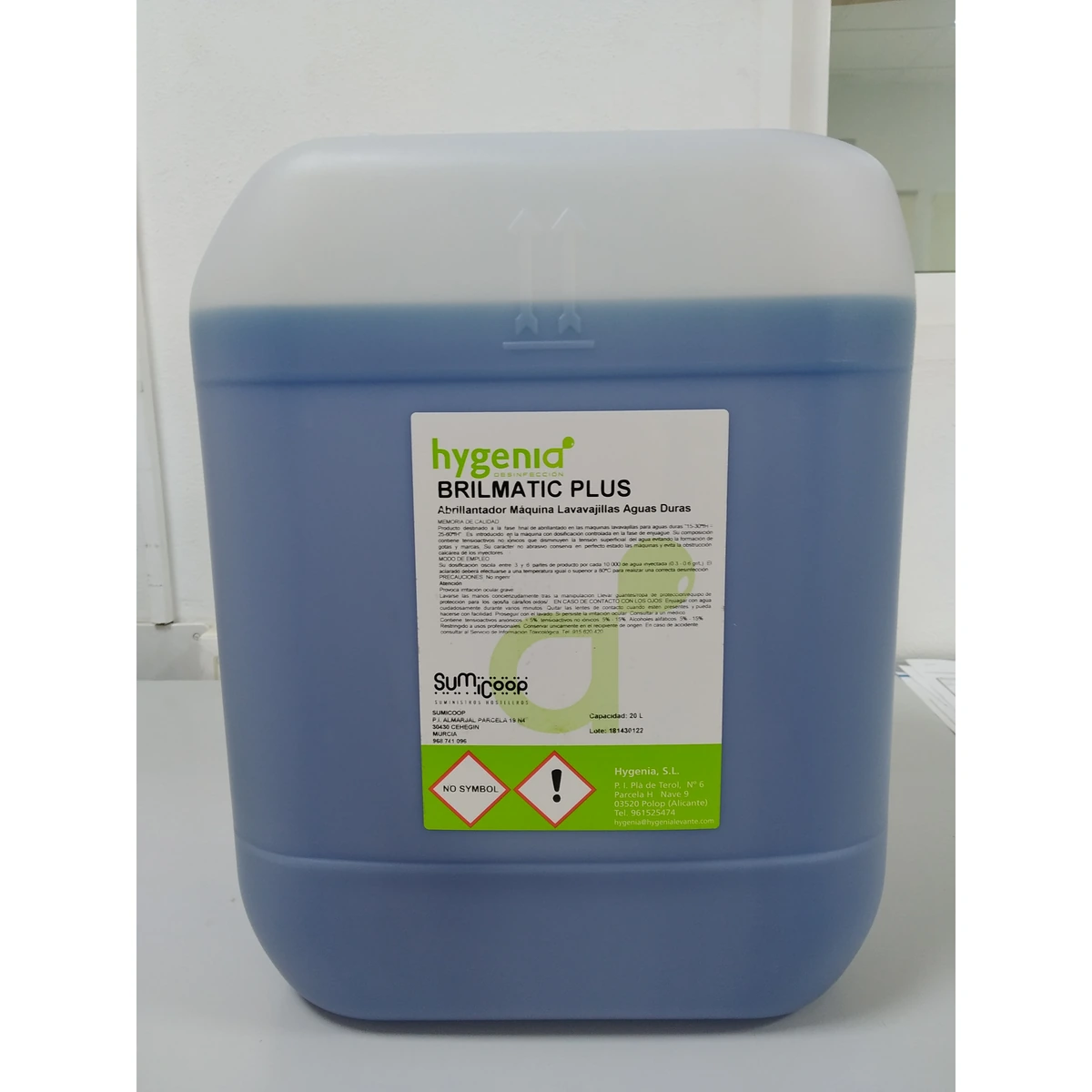 Brilmatic Plus Abrillantador Máquina · Aguas Duras · Garrafa 20 L