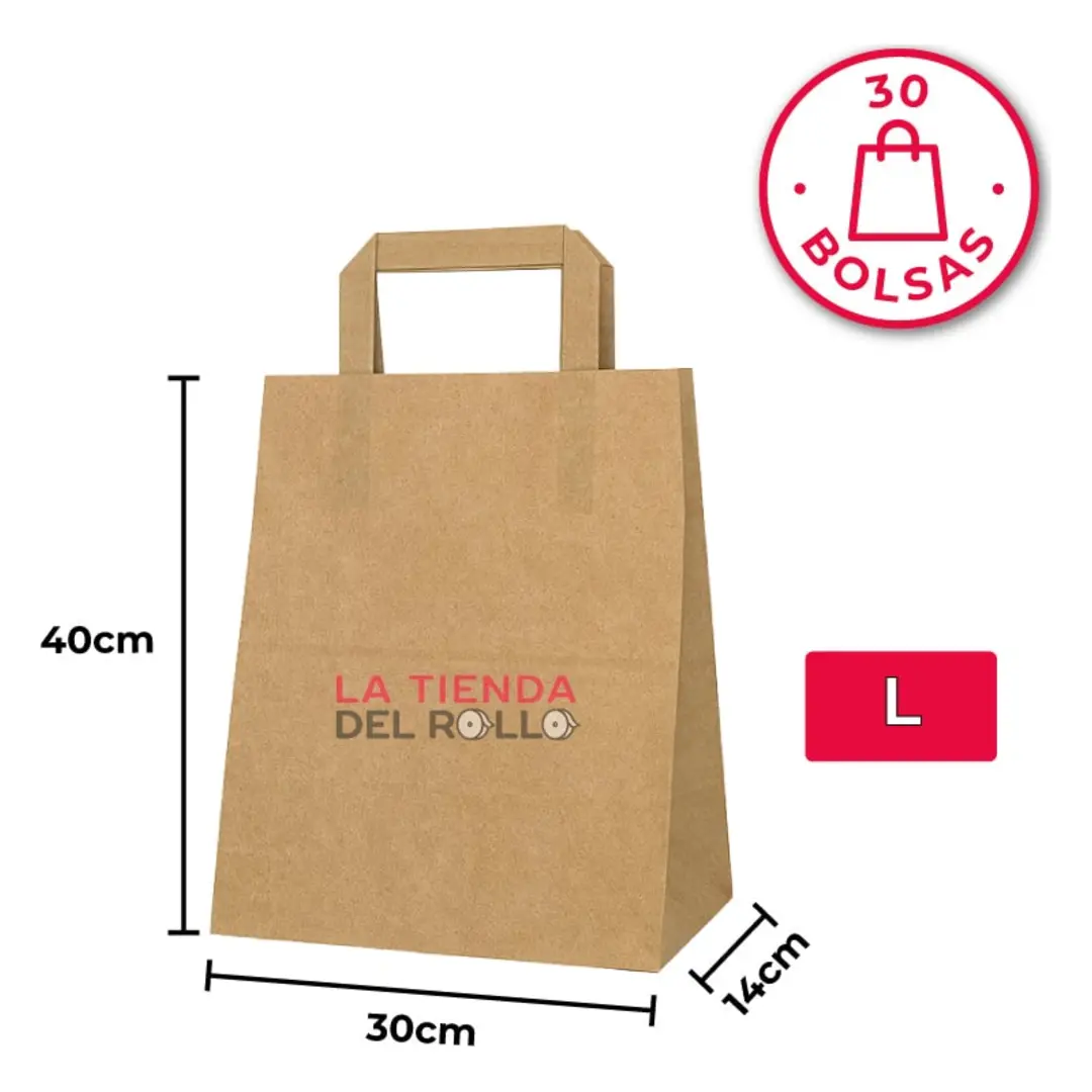 Bolsa de Papel Kraft Ecológica Asa Plana 30x14x40 cm
