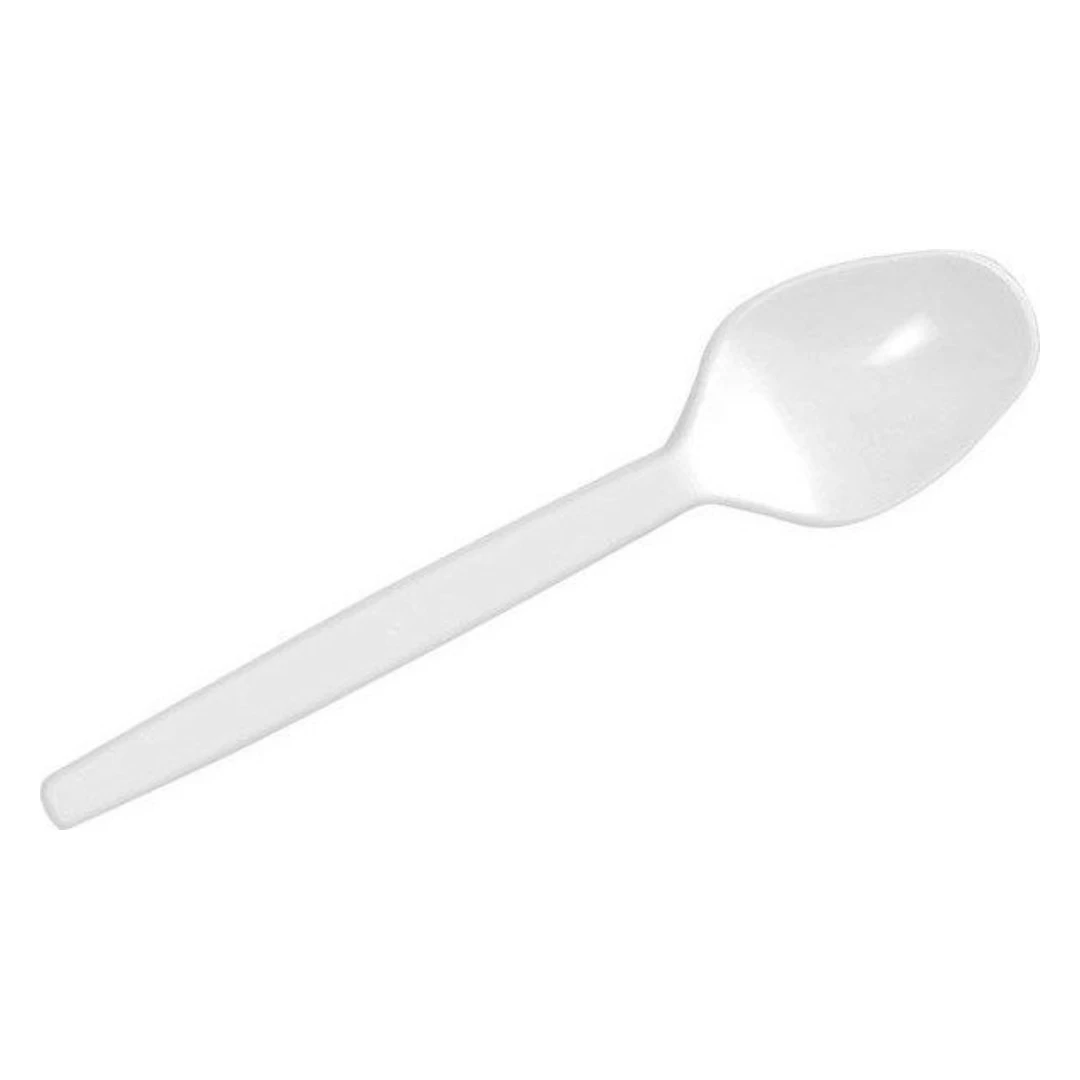 Cuchara de Postre Blanca de Plástico (Caja 1200 ud)