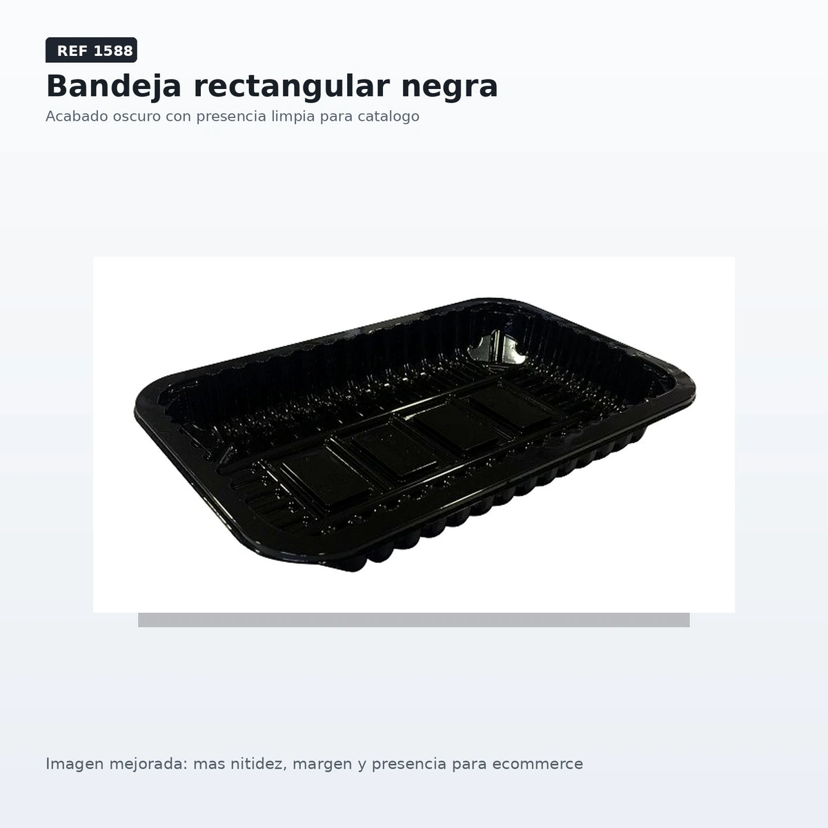Bandeja sin Tapa Pet Negra Mod80 B/50 ud — vista 2