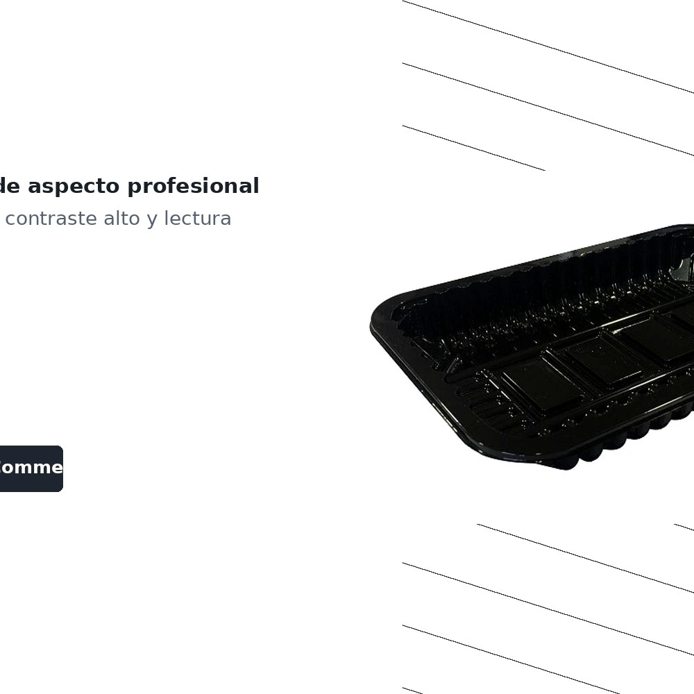 Bandeja sin Tapa Pet Negra Mod80 B/50 ud — vista 5