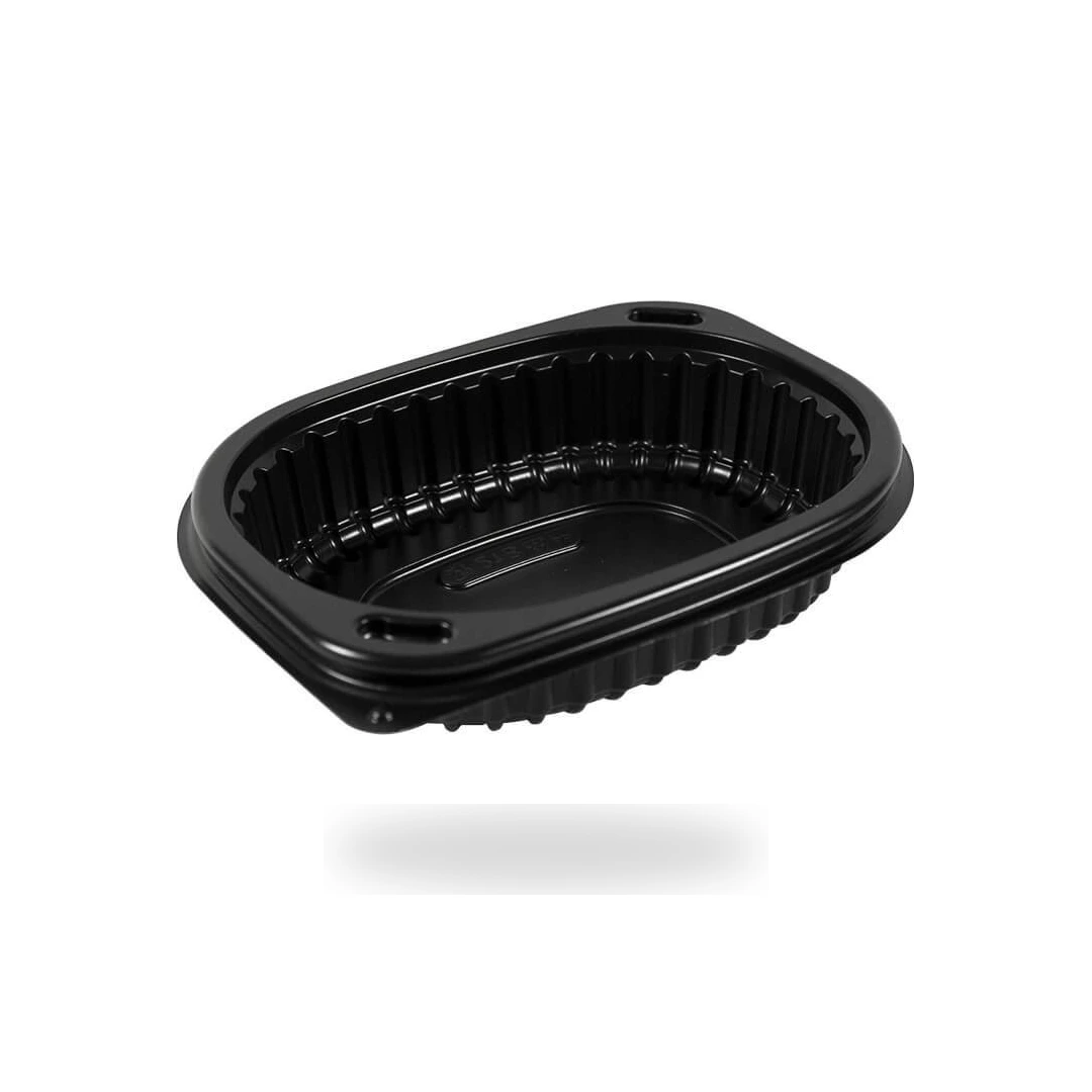 Tarrina PP Oval Negra 250 cc · Pack 80