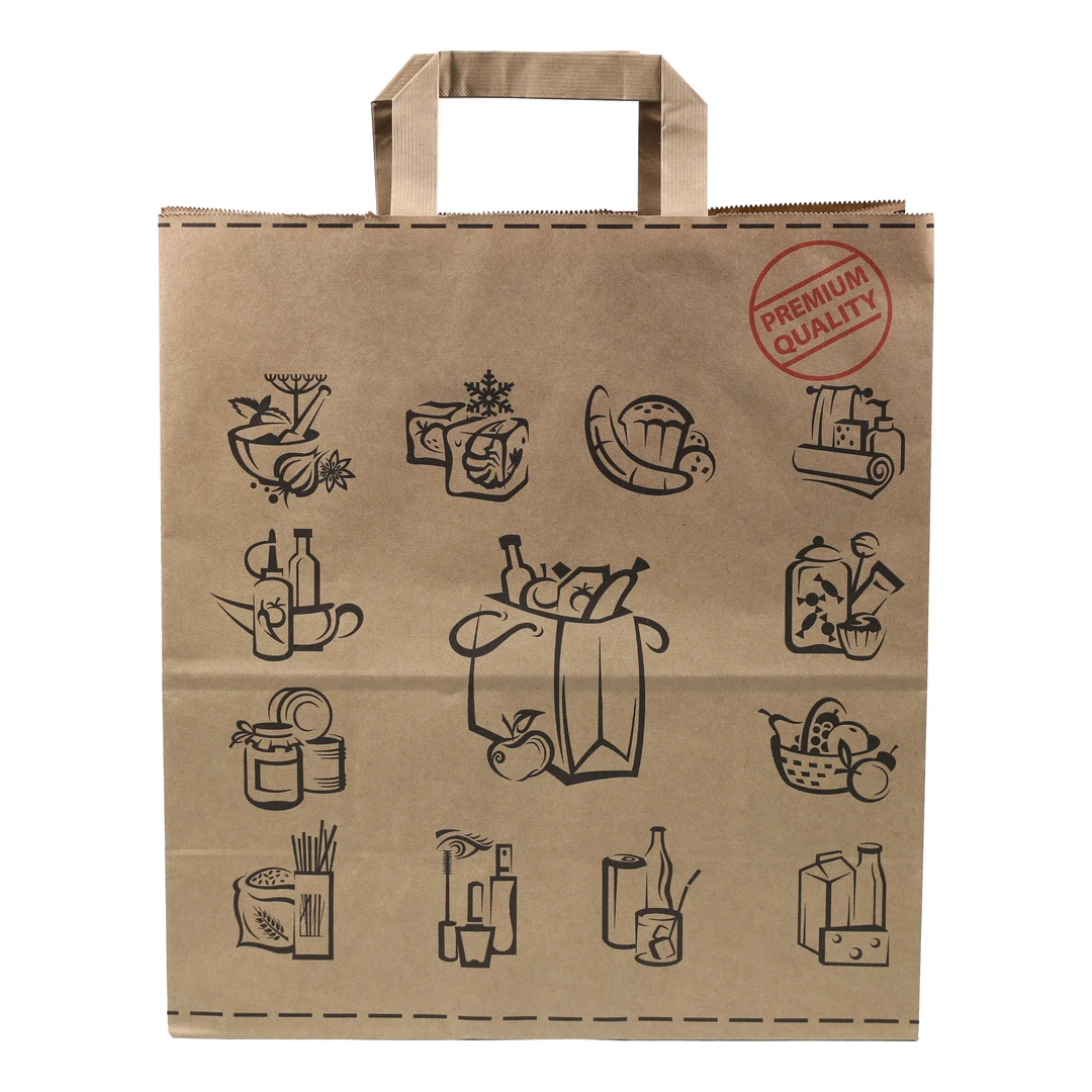 Bolsa de Papel Kraft con Asa Ecologica 30x16x34 cm