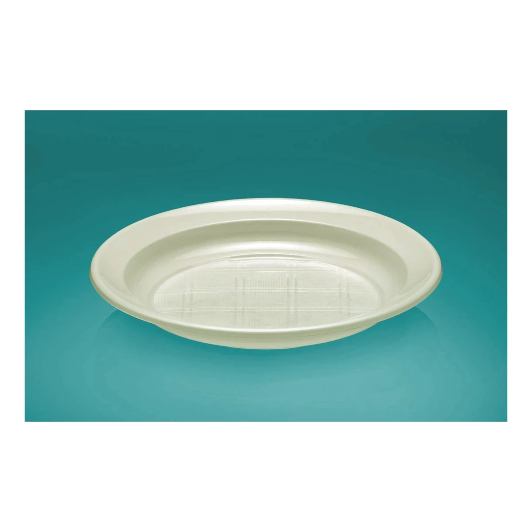Plato Llano Reutilizable Crema 20,5 cm · Bolsa 12 ud