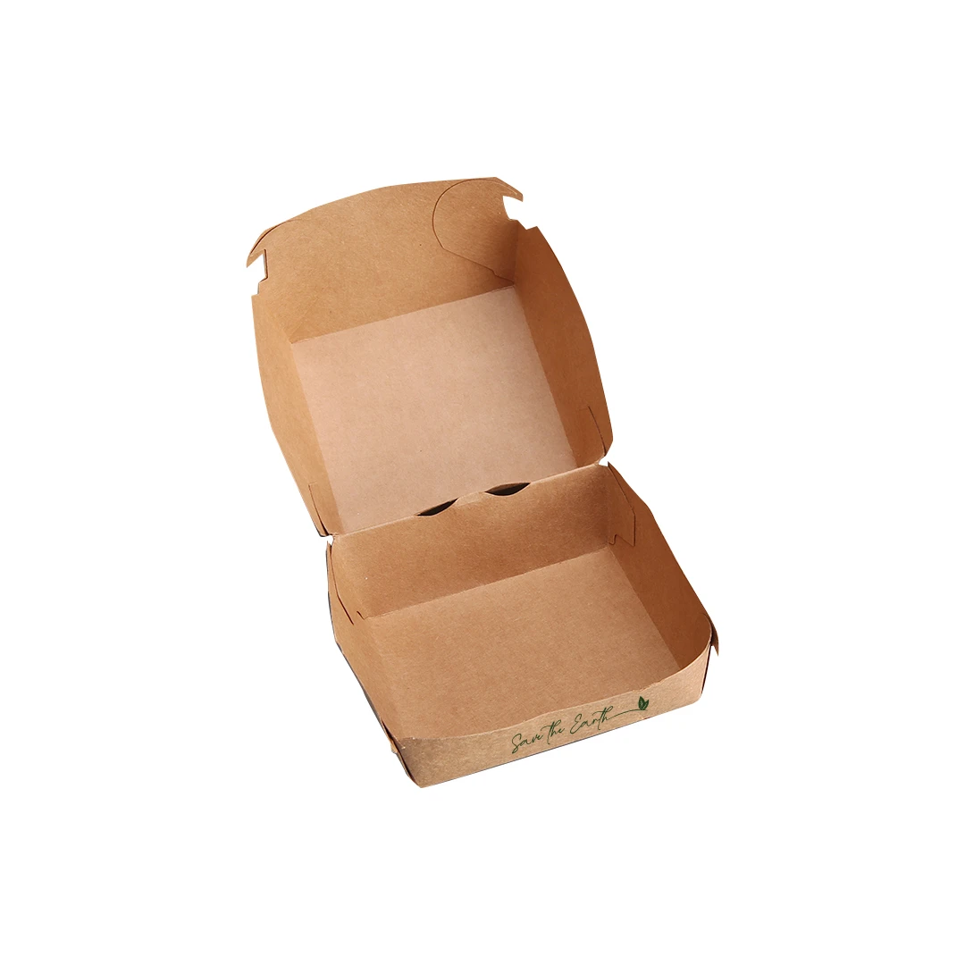 Envase Burger Kraft Pequeño Compostable 115x115x70 mm Gemavi