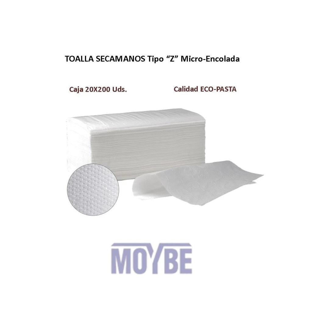 Toalla Seca-Manos Zig-Zag Pasta Blanca 2 Capas (caja 20x200 ud)
