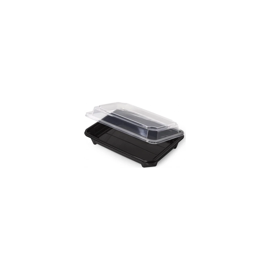 Envase Sushi PP Base Negra y Tapa Transparente 185x125x50 mm