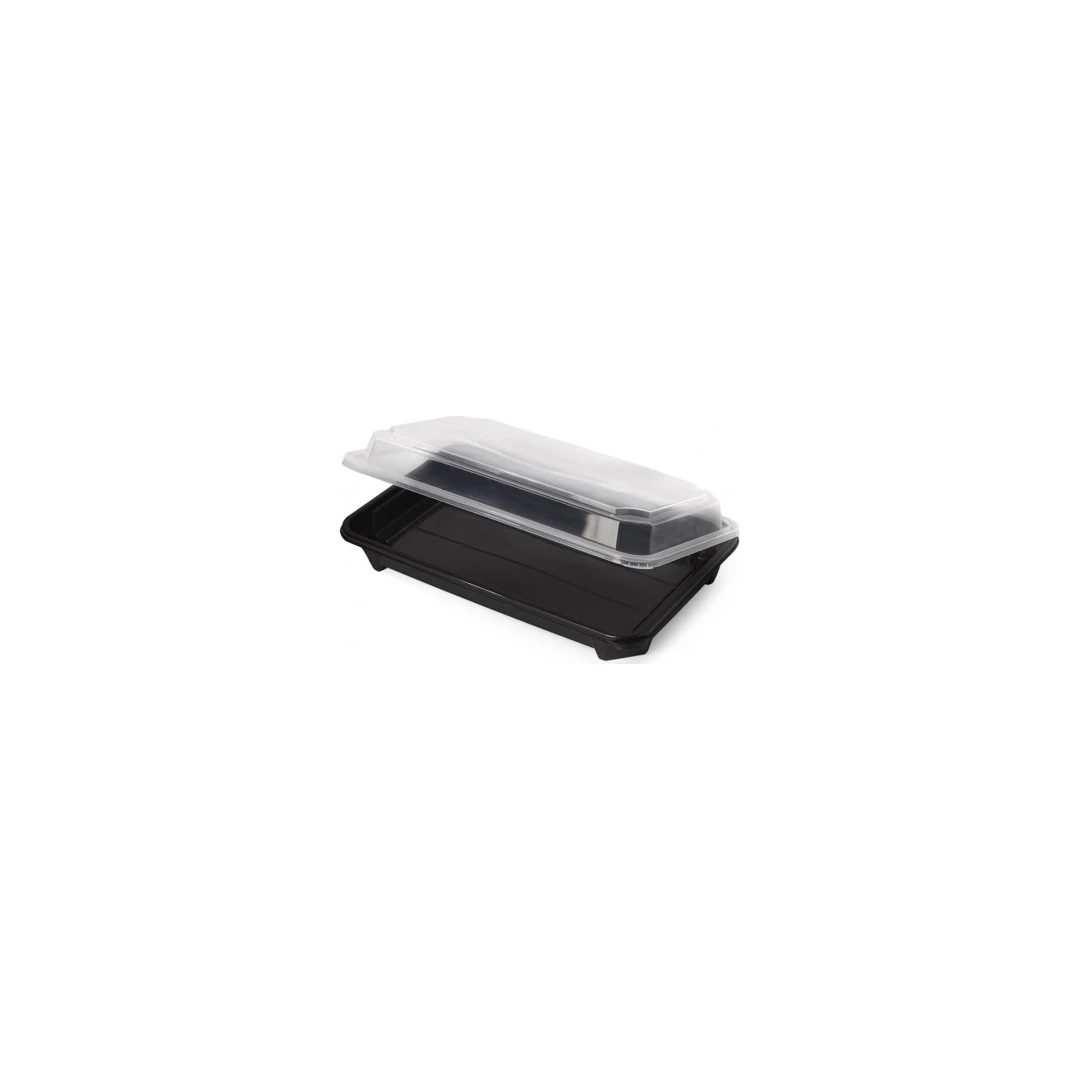 Envase Sushi PP Base Negra y Tapa Transparente 216x135x50 mm